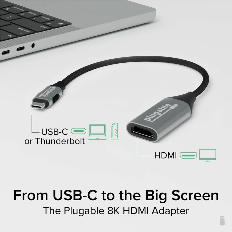 Plugable USB C to HDMI Adapter, 8K 60Hz or 4K 144Hz, USB4 / Thunderbolt to HDMI Adapter — USBC-HDMI8K