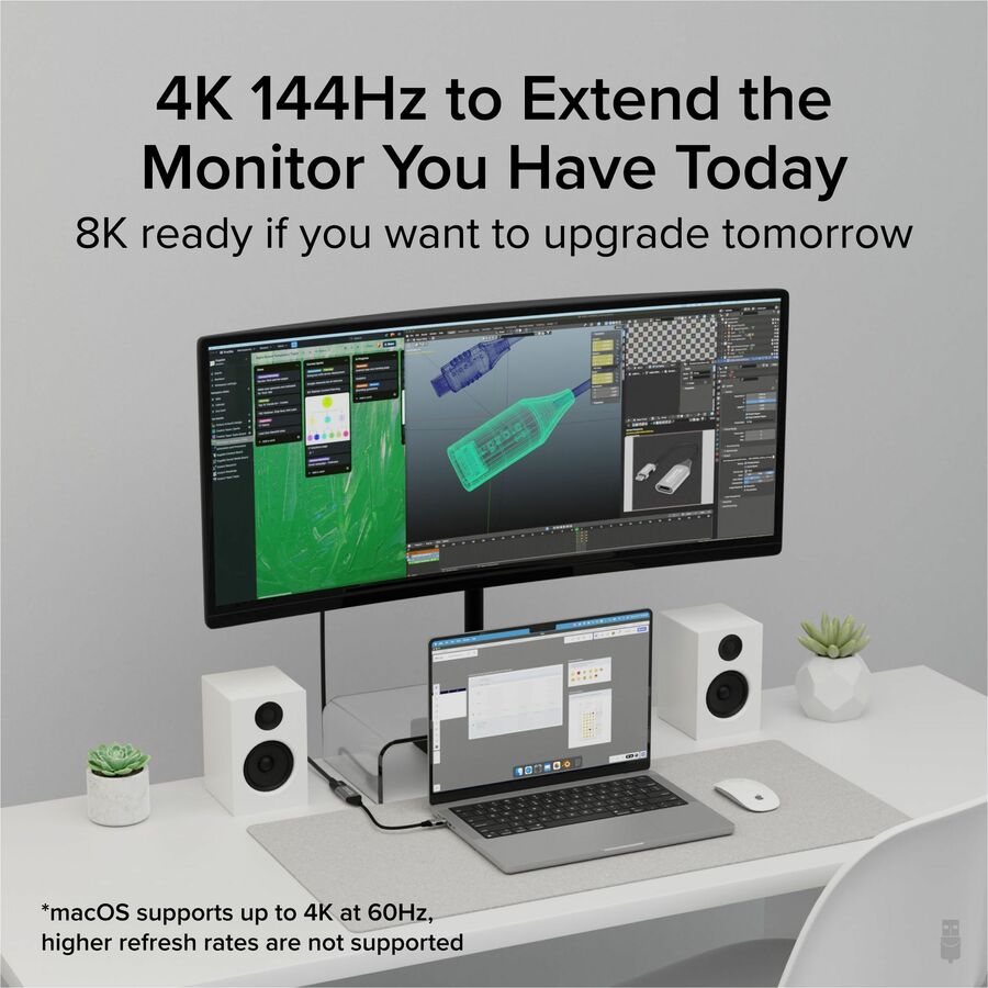 Plugable USB C to HDMI Adapter, 8K 60Hz or 4K 144Hz, USB4 / Thunderbolt to HDMI Adapter — USBC-HDMI8K