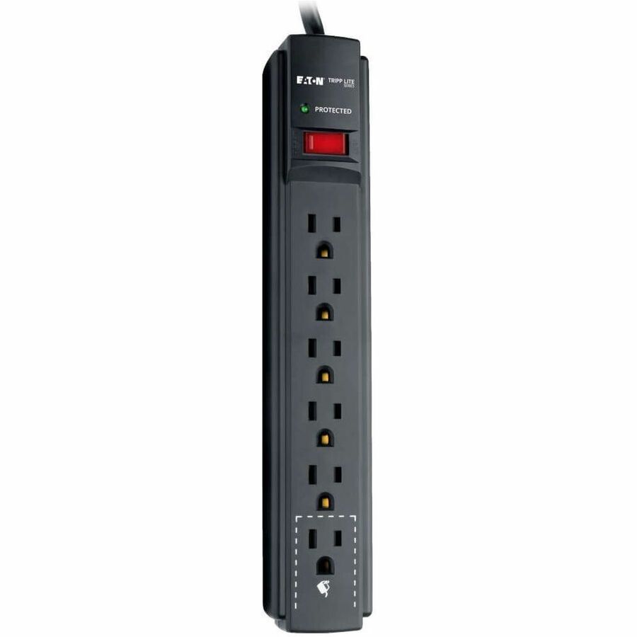 Eaton Tripp Lite Series Protect It! 6-Outlet Surge Protector, 6 ft. Cord, 900 Joules, Diagnostic LED, Black Housing — TLP606B