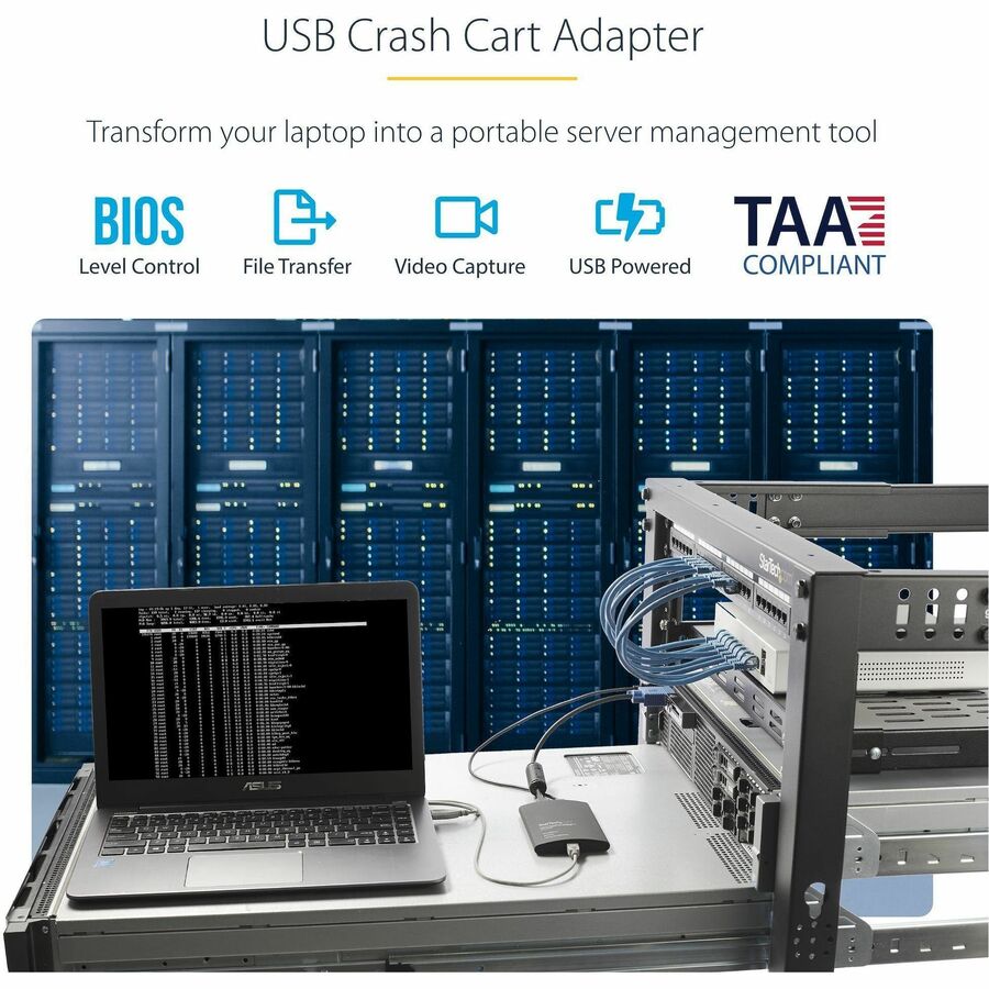 StarTech.com USB Crash Cart Adapter with File Transfer & Video Capture at 1920 x1200 60Hz, TAA — NOTECONS02