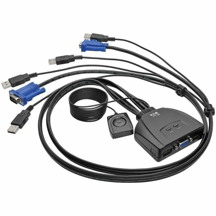 Eaton Tripp Lite Series 2-Port USB/VGA Cable KVM Switch with Cables and USB Peripheral Sharing — B032-VU2