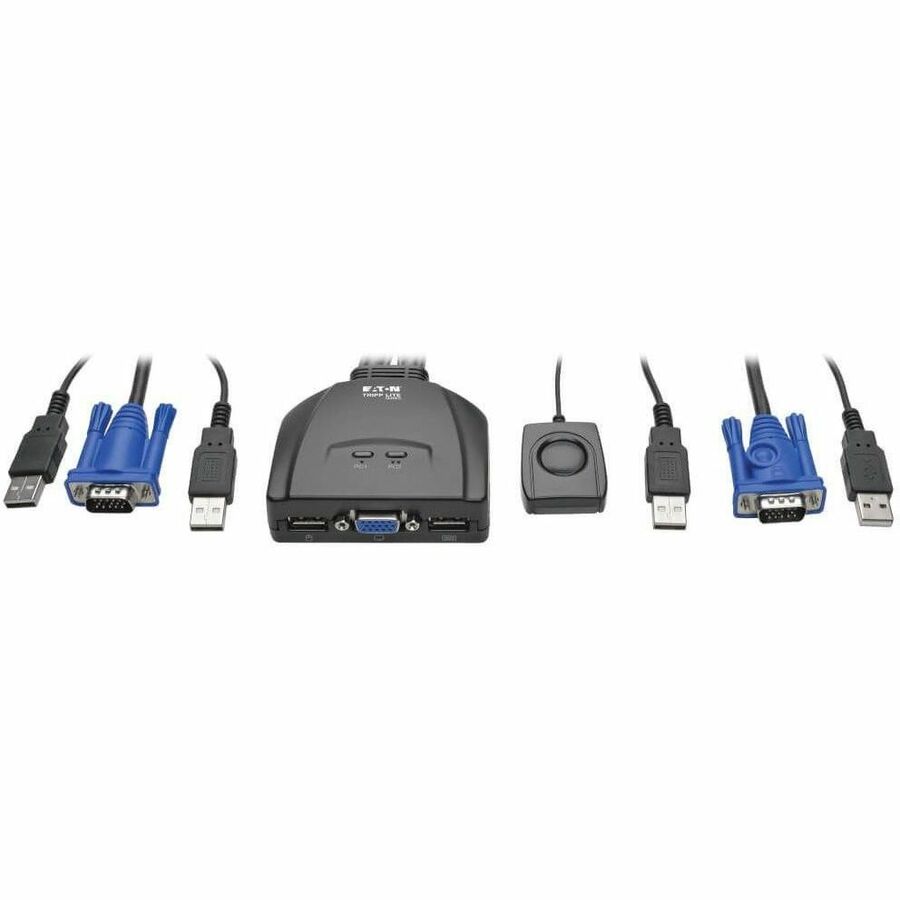 Eaton Tripp Lite Series 2-Port USB/VGA Cable KVM Switch with Cables and USB Peripheral Sharing — B032-VU2
