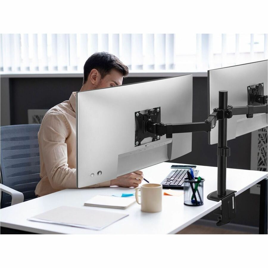 SIIG Dual Monitor Articulating Desk Mount - Fits 13" to 32" monitors - Max Load 19.8 lbs each - VESA Plate 75x75/100x100mm — CE-MT1822-S1