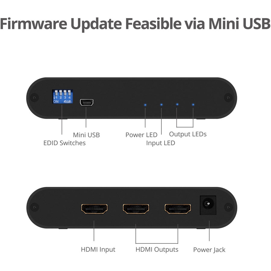 SIIG 1x2 HDMI 2.0 Splitter / Distribution Amplifier with Auto Video Scaling - 4K 60Hz HDR — CE-H22X11-S1