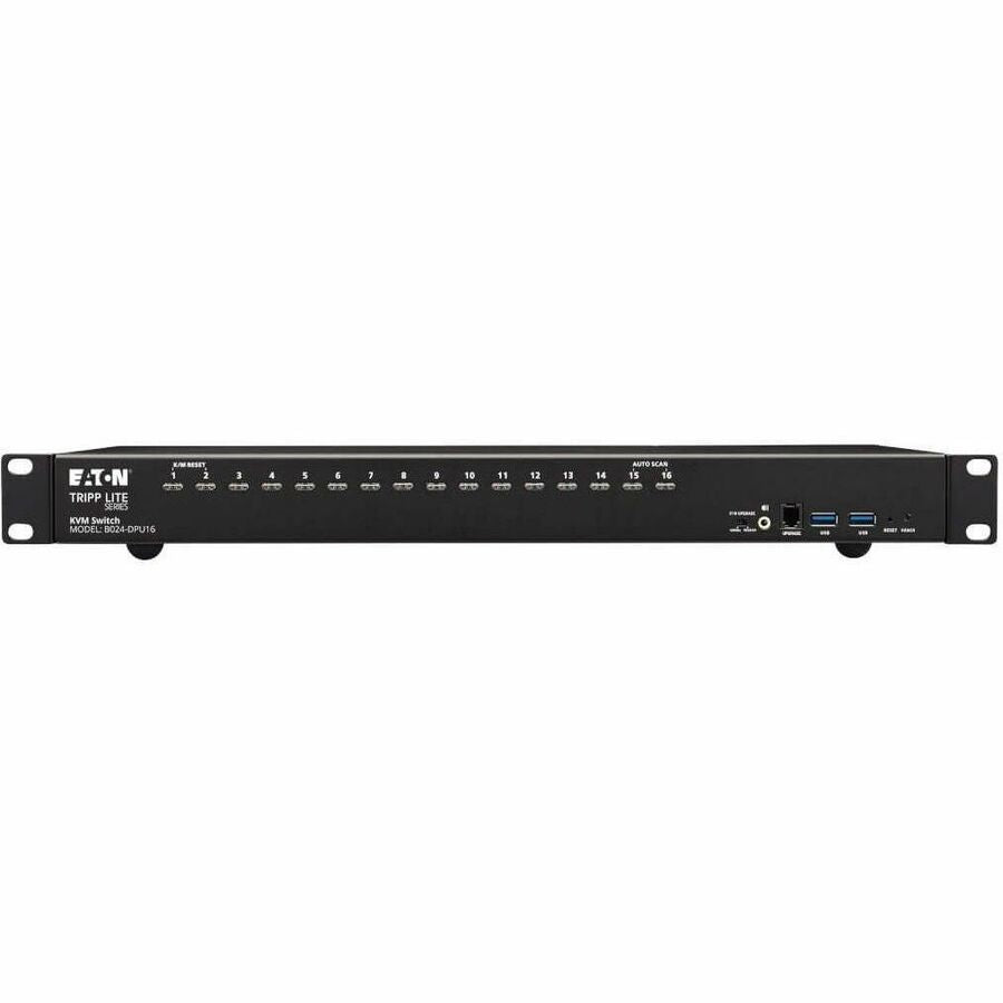 Eaton Tripp Lite Series 16-Port DisplayPort/USB KVM Switch with Audio/Video and USB Peripheral Sharing, 4K 60 Hz, 1U Rack-Mount, TAA — B024-DPU16