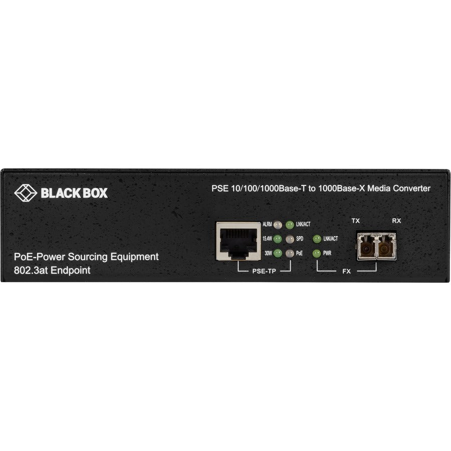 Black Box 10/100/1000B-T PoE PSE To 1000B-X Media Converter — LPS500A-MM-LC-R3