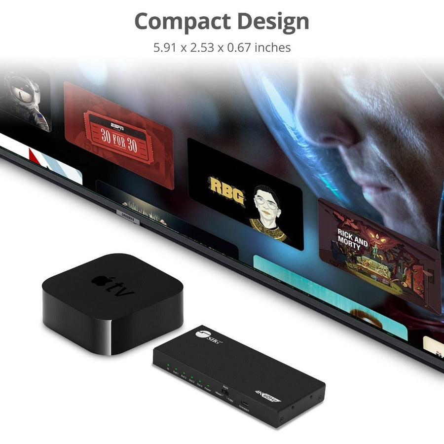 SIIG 4 Port HDMI 2.0 4K 60Hz HDR Splitter with EDID and Downscaling Feature — CE-H26C11-S1
