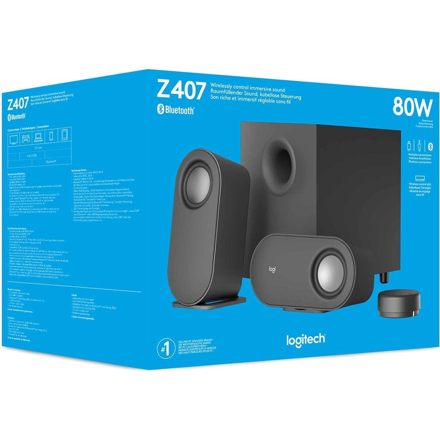 Logitech Z407 Bluetooth Speaker System - 40 W RMS - Black — 980-001347