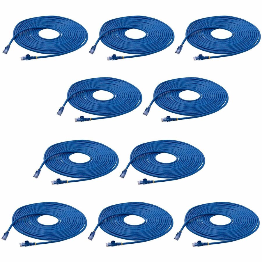 StarTech.com 25 ft. CAT6 Ethernet Cable - 10 Pack - ETL Verified - Blue CAT6 Patch Cord - Snagless RJ45 Connectors - 24 AWG - UTP — N6PATCH25BL10PK