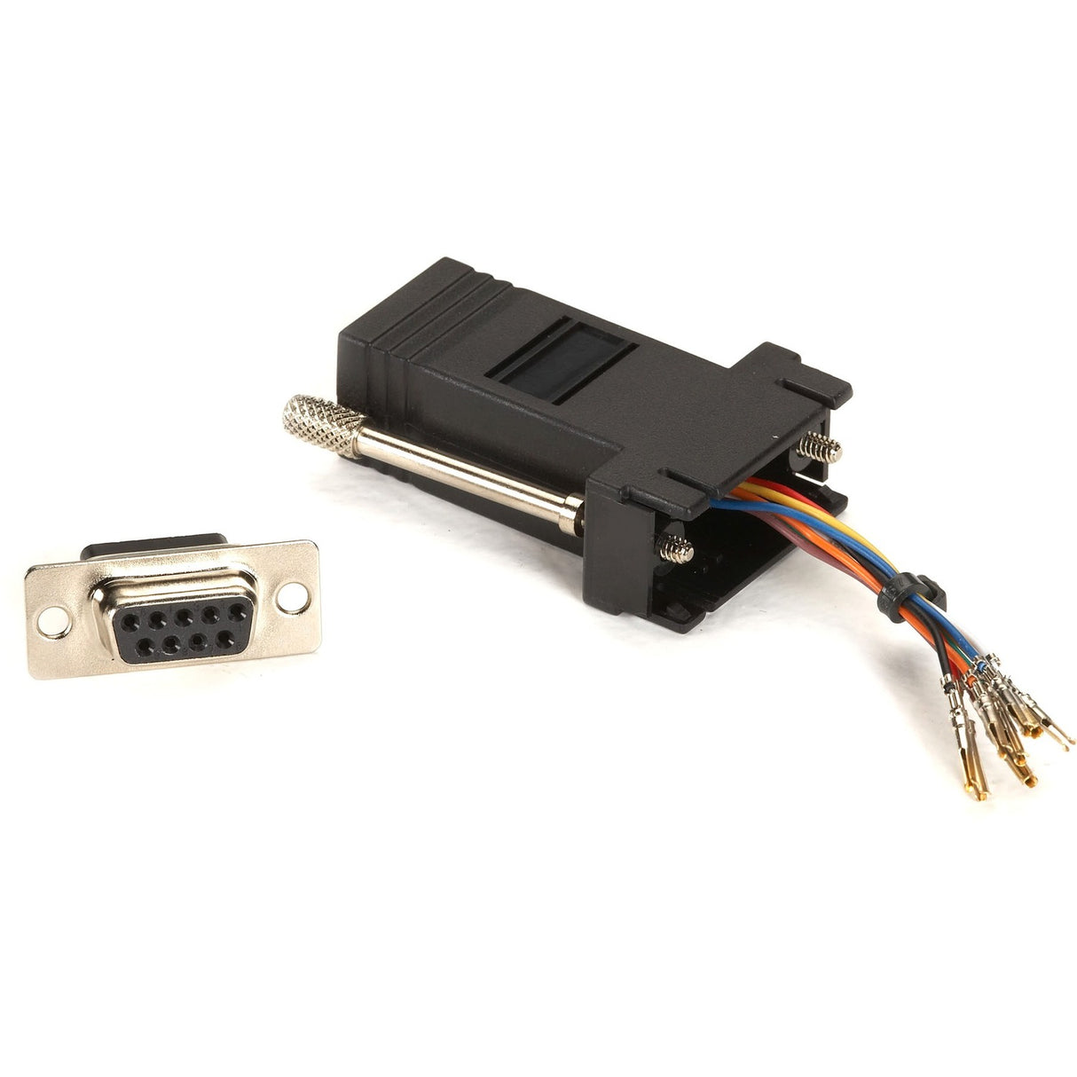 Black Box DB9 Female to RJ45F Modular Adapter Kit with Thumbscrews Black — FA4509F-BK