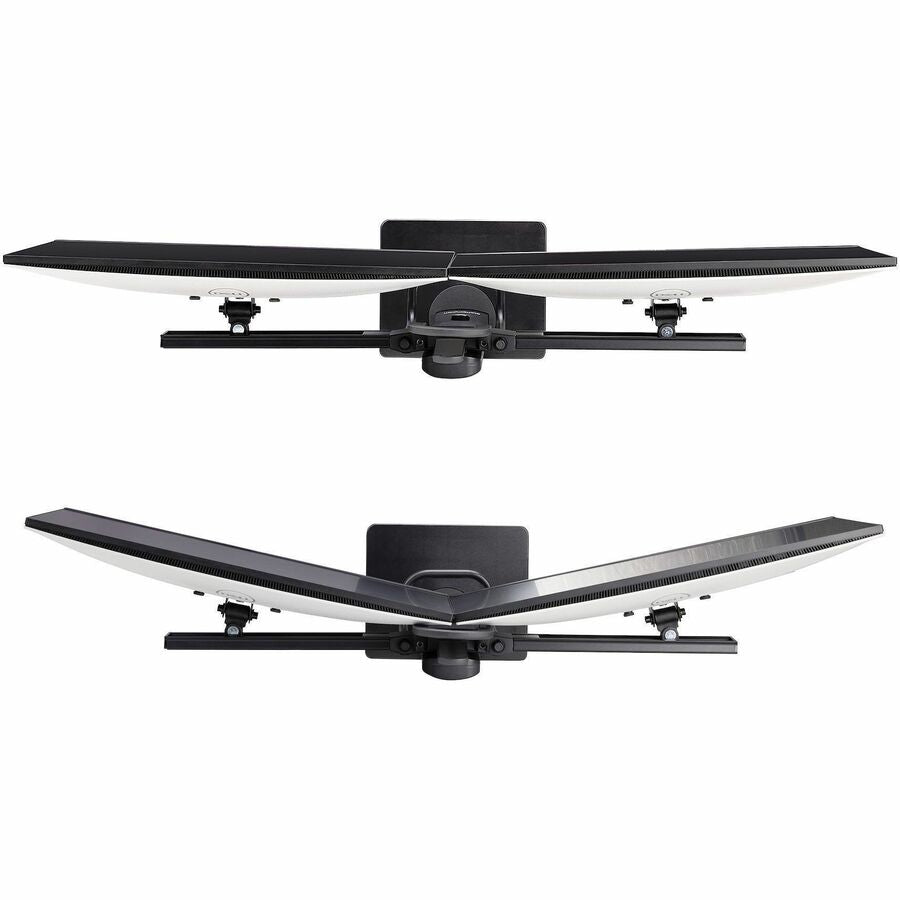 StarTech.com Crossbar Dual Monitor Desk Stand For 27inch Screens, Max Cap 26.4lb, VESA Mount 75x75/100x100, Toolless Height Adjustment — 2MC1S-MONITOR-STAND