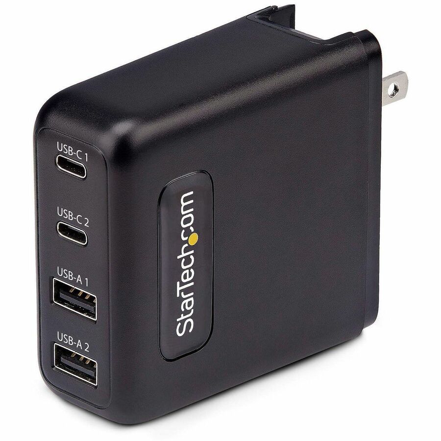 StarTech.com 100W USB-C Wall Charger, 2x USB-C, 2x USB-A, Fast Charging Portable GaN Power Adapter, PD 3.0, 6ft/1.8m USB-C to USB-C Cable — 2210GCN-WALL-CHARGER