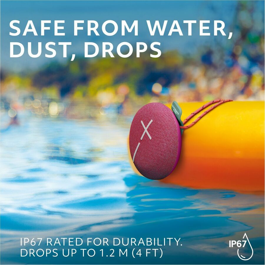 ULTIMATE EARS MINIROLL Ultra-Portable Waterproof Bluetooth Speaker, Big Bass, IP67 Dustproof, 131 ft (40 m) Range - Calming Pink — 984-002033