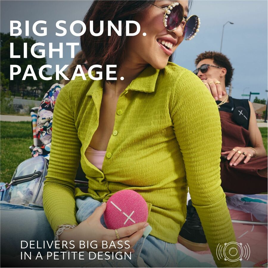 ULTIMATE EARS MINIROLL Ultra-Portable Waterproof Bluetooth Speaker, Big Bass, IP67 Dustproof, 131 ft (40 m) Range - Calming Pink — 984-002033