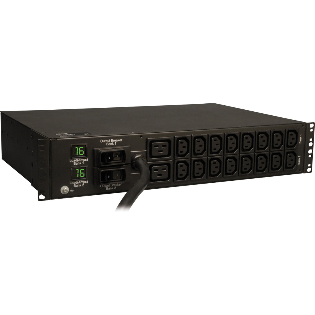 Eaton Tripp Lite Series 7.4kW Single-Phase Local Metered PDU, 230V Outlets (2-C19, 16-C13), IEC-309 230V 32A Blue, 12 ft. (3.66 m) Cord, 2U Rack-Mount, TAA — PDUMH32HV
