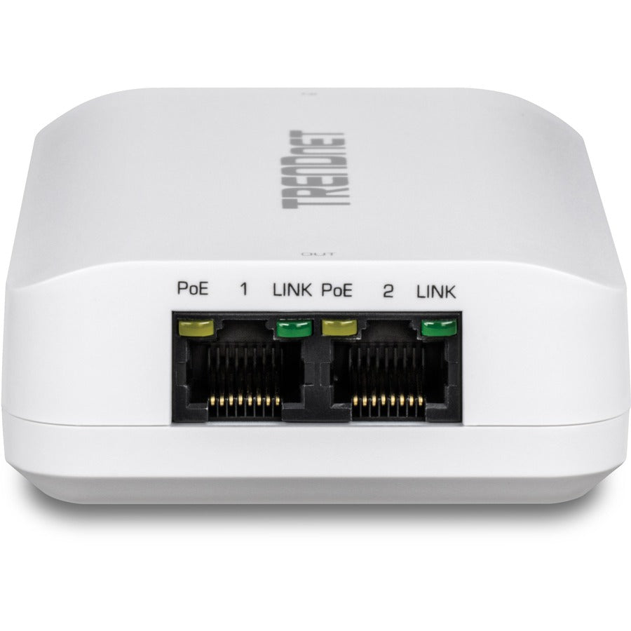 TRENDnet 2-Port Gigabit PoE++ Extender, 1 x Gigabit PoE++ In Port, 2 x Gigabit PoE Out Ports, Extends 100m (328 ft) Up to 200m (656 ft), Daisy Chain 4 Units for up to 500m (1640 ft), Black, TPE-BE200
