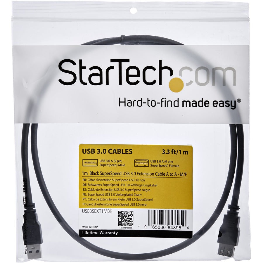 StarTech.com 1m Black SuperSpeed USB 3.0 (5Gbps) Extension Cable A to A - M/F — USB3SEXT1MBK