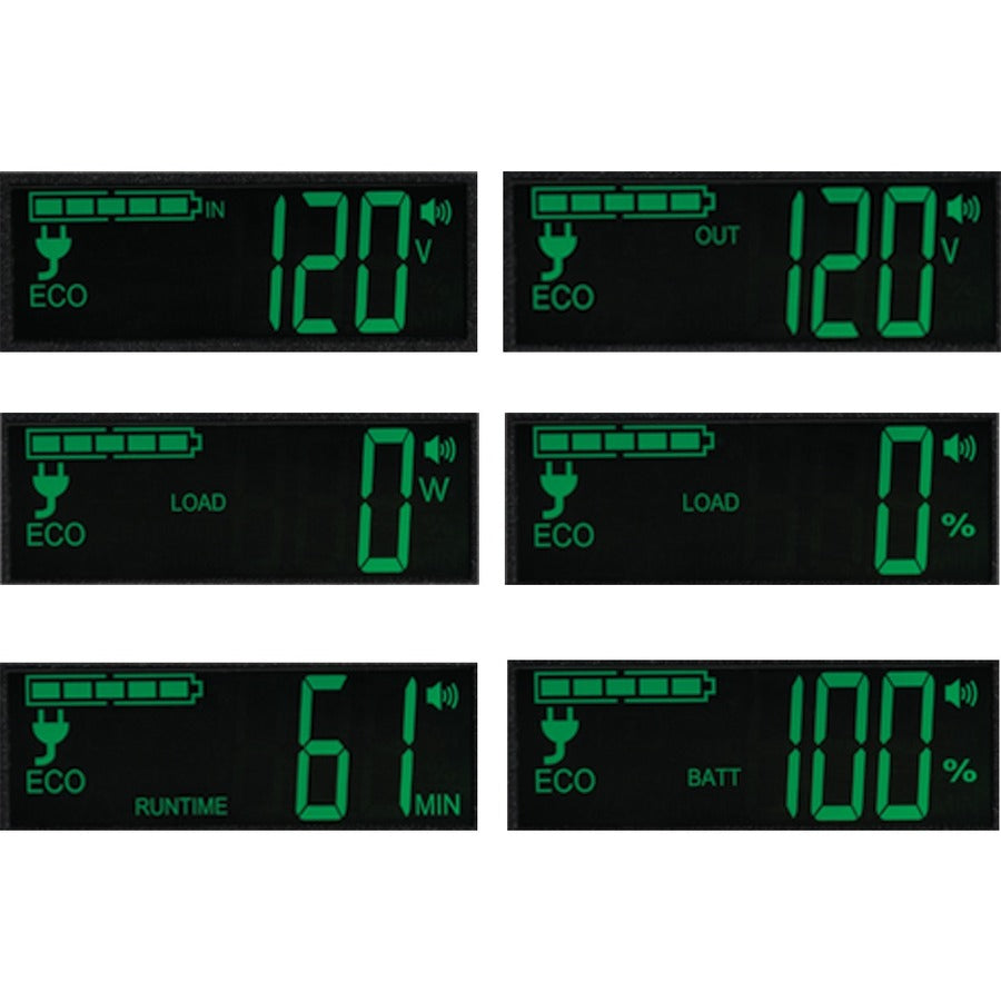 Eaton Tripp Lite Series 850VA 425W Standby UPS - 12 NEMA 5-15R Outlets, 120V, 50/60 Hz, USB, LCD, ENERGY STAR, Desktop/Wall — ECO850LCD