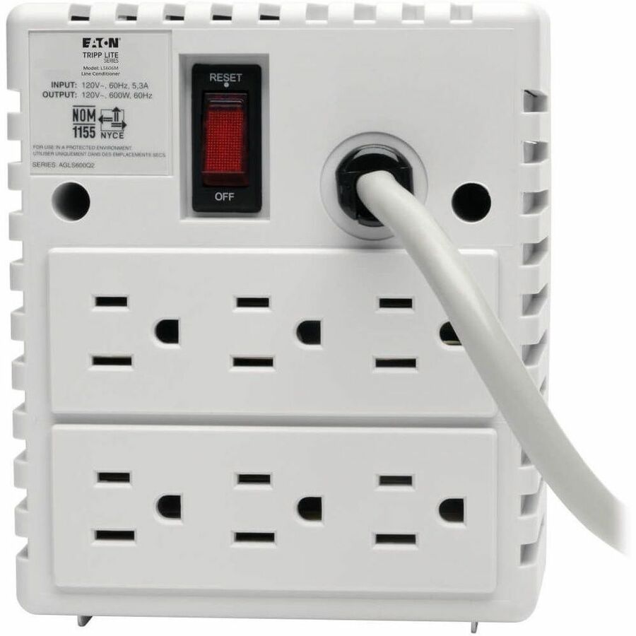 Eaton Tripp Lite Series 600W 120V Power Conditioner with Automatic Voltage Regulation (AVR), AC Surge Protection, 6 Outlets — LS606M