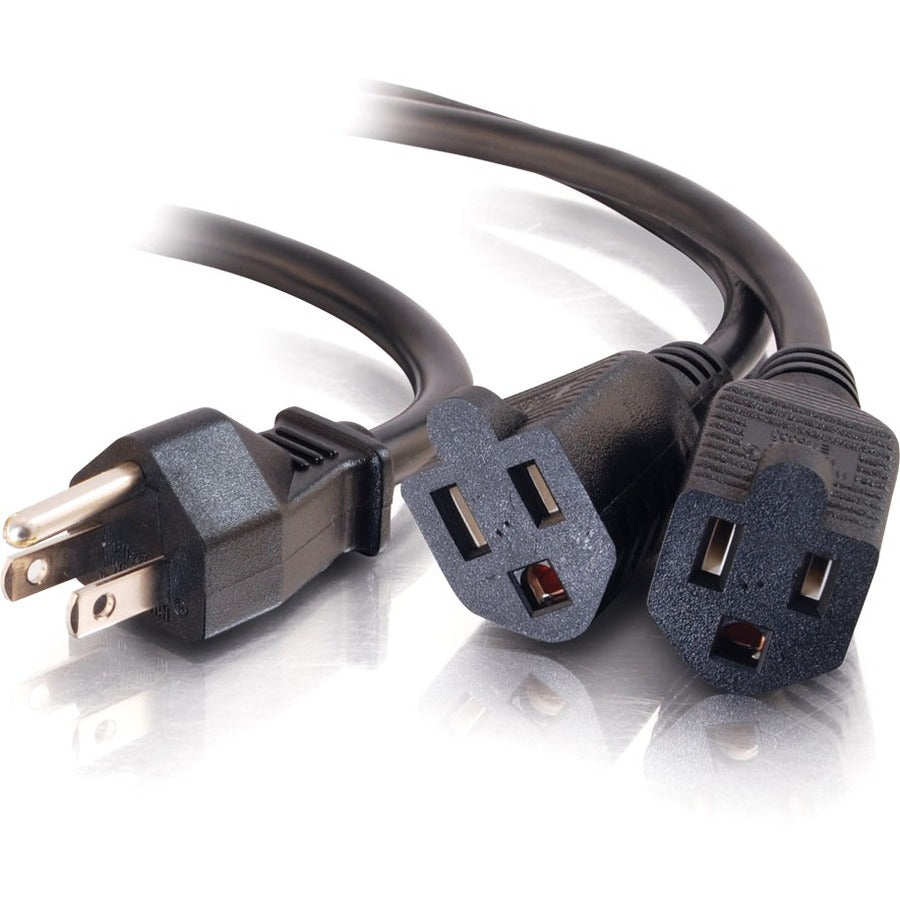 C2G 6ft 16 AWG 1-to-2 Power Cord Splitter (1 NEMA 5-15P to 2 NEMA 5-15R) — 29807