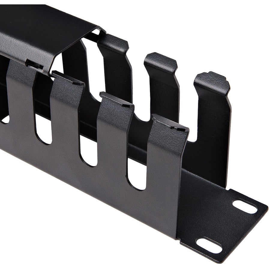 StarTech.com 1U Horizontal Finger Duct Rack Cable Management Panel with Cover — CMDUCT1UX