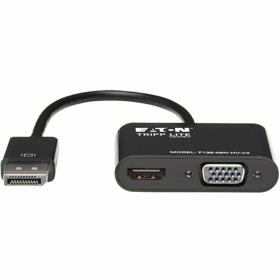 Eaton Tripp Lite Series DisplayPort to VGA/HDMI All-in-One Converter Adapter, DP ver 1.2, 4K 30 Hz HDMI — P136-06N-HV-V2