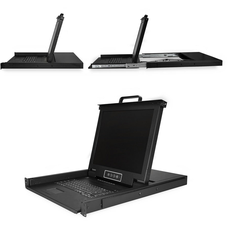 StarTech.com 8 Port Rackmount KVM Console w/ Cables - Integrated KVM Switch w/ 17" LCD - 1U LCD KVM Drawer 50000 MTBF - USB + VGA Support — RKCONS1708K