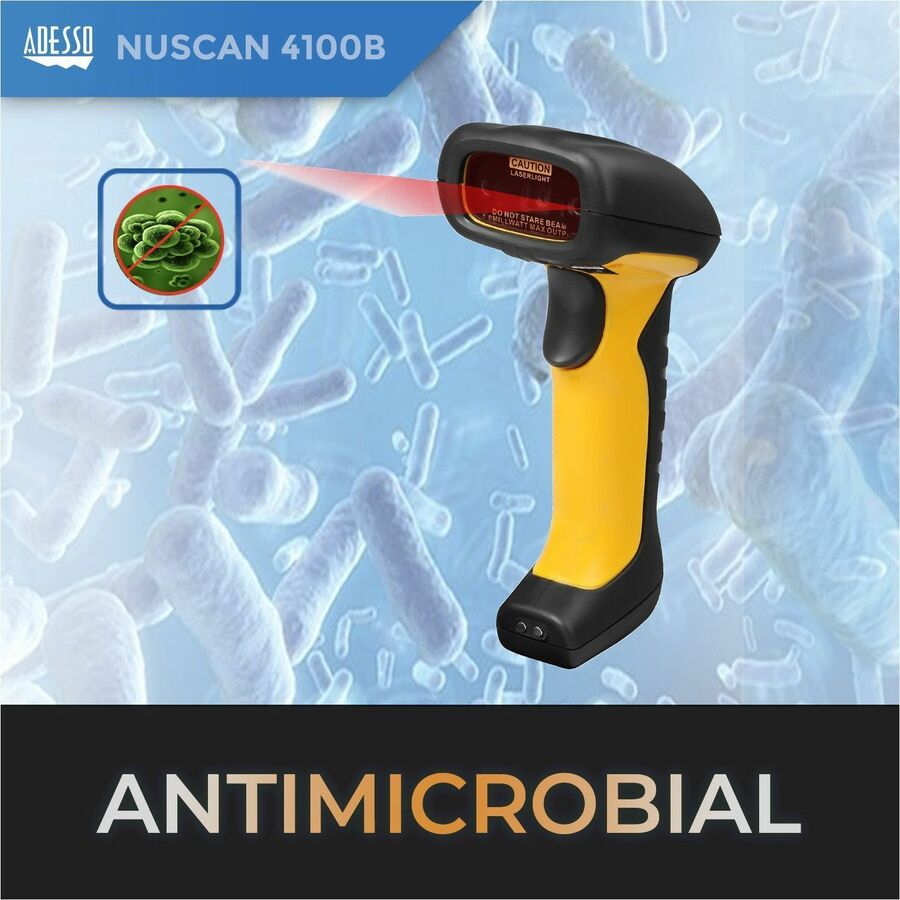 Adesso NuScan 4100B Bluetooth Antimicrobial Waterproof CCD Barcode Scanner — NUSCAN 4100B