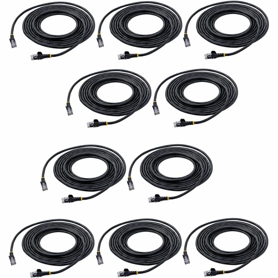 StarTech.com 15 ft. CAT6 Ethernet Cable - 10 Pack - ETL Verified - Black CAT6 Patch Cord - Snagless RJ45 Connectors - 24 AWG - UTP — N6PATCH15BK10PK