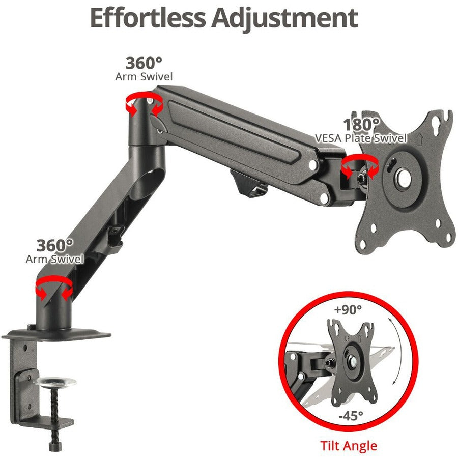 SIIG Single Gas Spring C-Clamp Monitor Desk Mount - 17" to 27" — CE-MT3311-S1