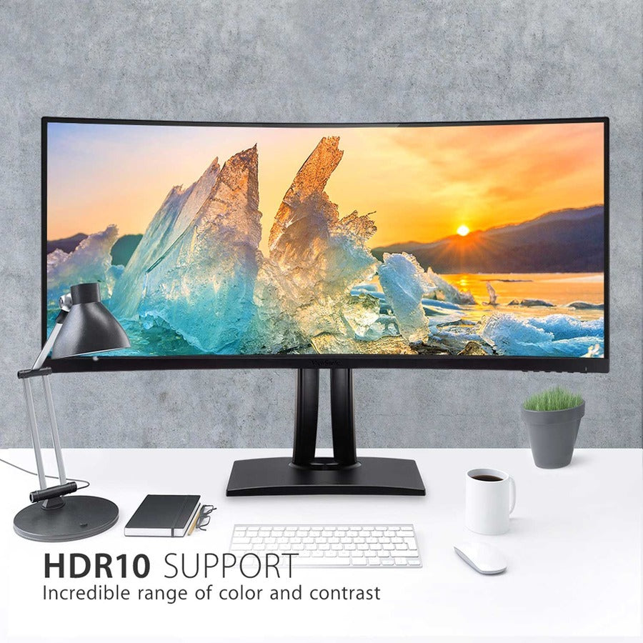 ViewSonic VP3881A 38-Inch IPS WQHD+ Curved 21:9 Monitor with 100% sRGB Rec 709, Eye Care, HDR10 Support, 90W USB C, HDMI, USB, DisplayPort for Professional Home and Office — VP3881A