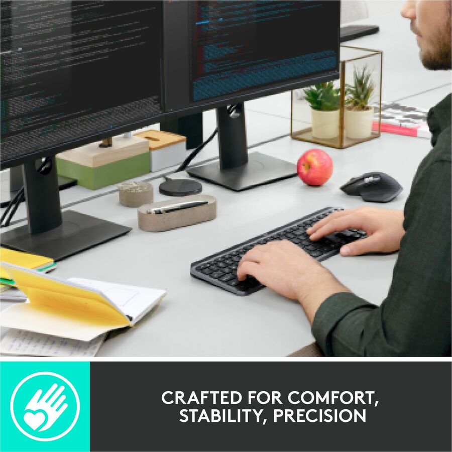 Logitech MX Keys Wireless Illuminated Keyboard for Business, Quiet Perfect-Stroke Keys, Logi Bolt Technology - Graphite — 920-010116
