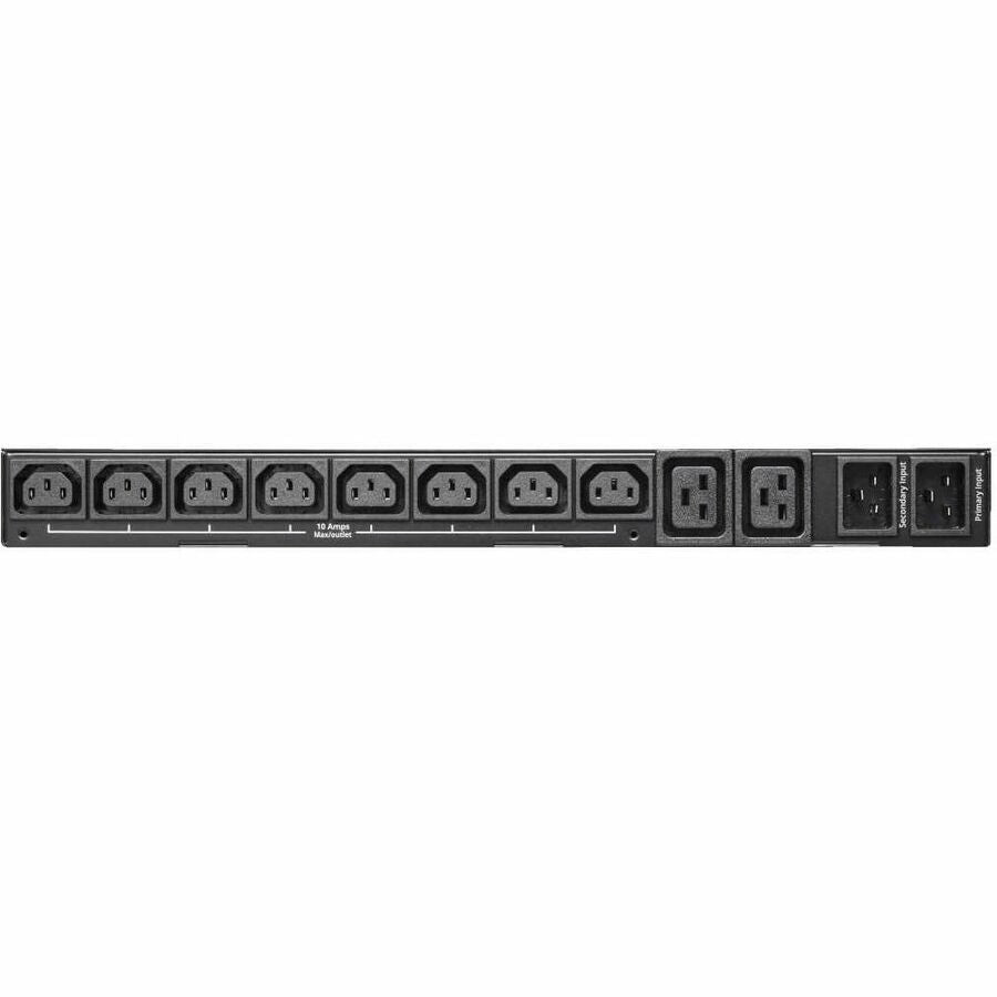 Eaton Tripp Lite Series 3.8kW 200-240V Single-Phase ATS/Local Metered PDU - 8 C13 and 2 C19 Outlets, Dual C20 Inlets, 12 ft. Cords, 1U, TAA — PDUMH20HVATS