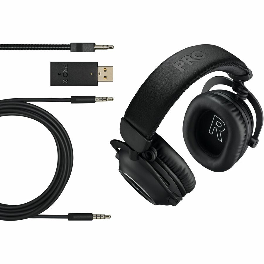 Logitech G PRO X 2 LIGHTSPEED Wireless Gaming Headset, Detachable Boom Mic, 50mm Graphene Drivers, DTS:X Headphone 2.0-7.1 Surround, Bluetooth/USB/3.5mm Aux, for PC, PS5, PS4, Nintendo Switch, Black — 981-001262