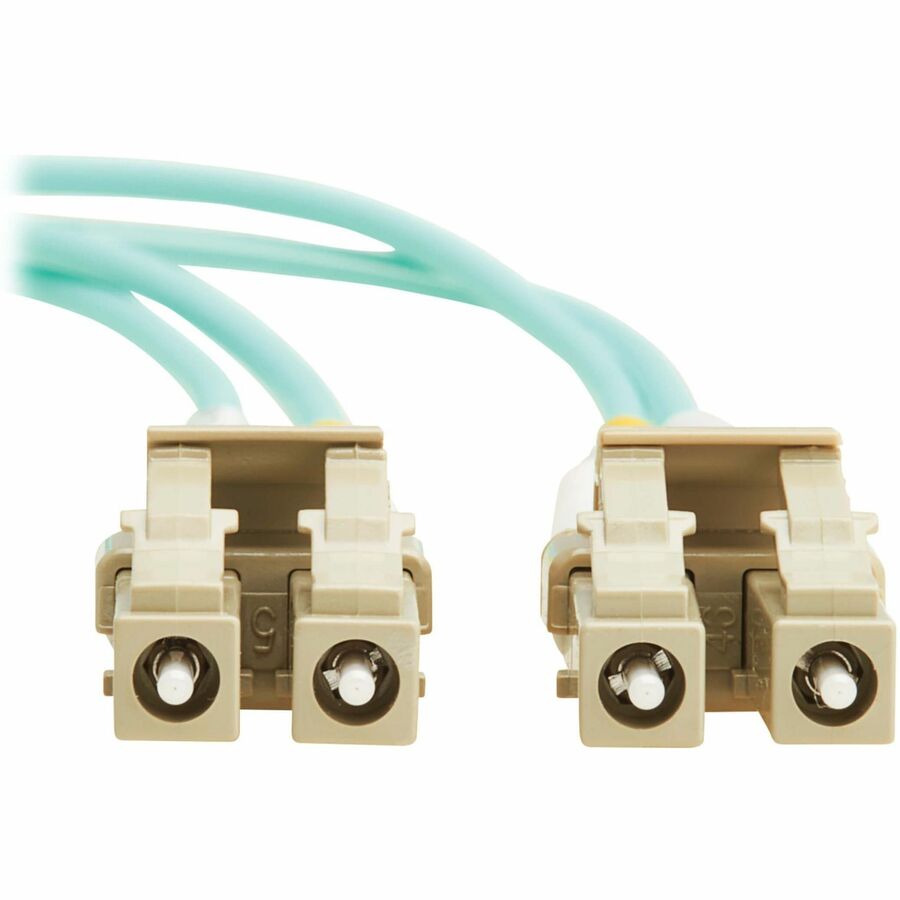 Eaton Tripp Lite Series 10Gb/40Gb/100Gb Duplex Multimode 50/125 OM4 LSZH Fiber Patch Cable (LC/LC), Aqua, 10M (32.8 ft.), TAA — N820-10M-OM4TAA
