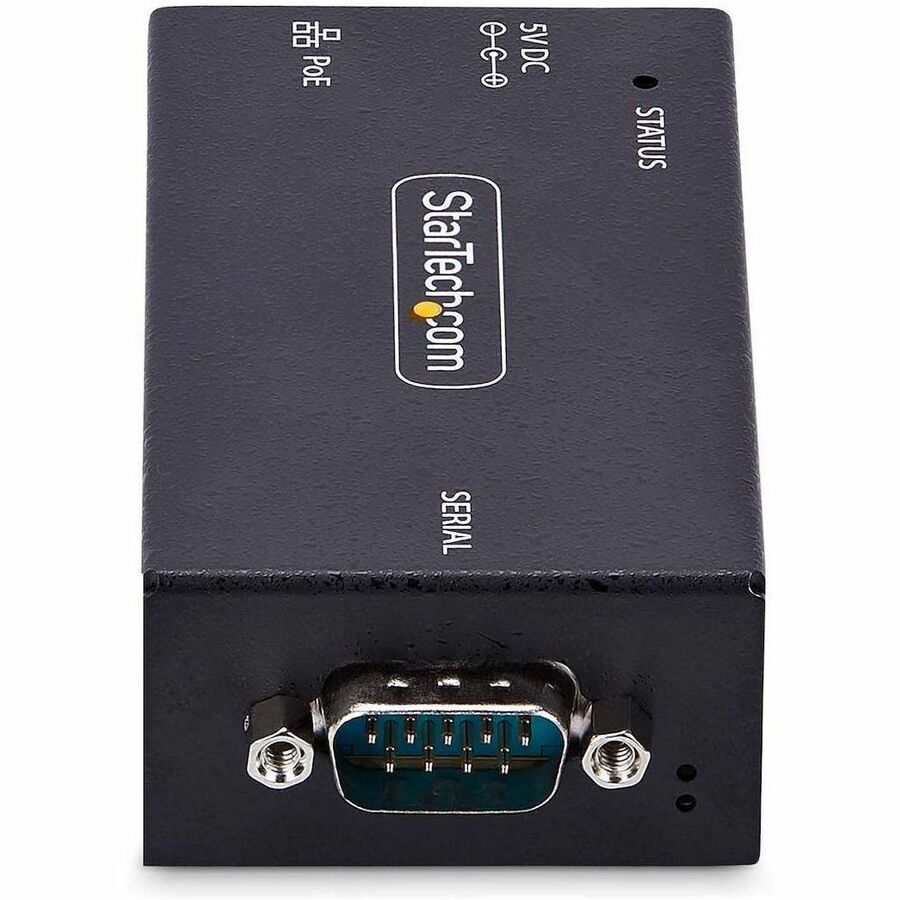 StarTech.com 1-Port Serial to Ethernet Adapter, 802.3af PoE Powered Serial Device Server, Wall/DIN Rail Mount, LAN To DB9 Converter, TAA — I13P-SERIAL-ETHERNET