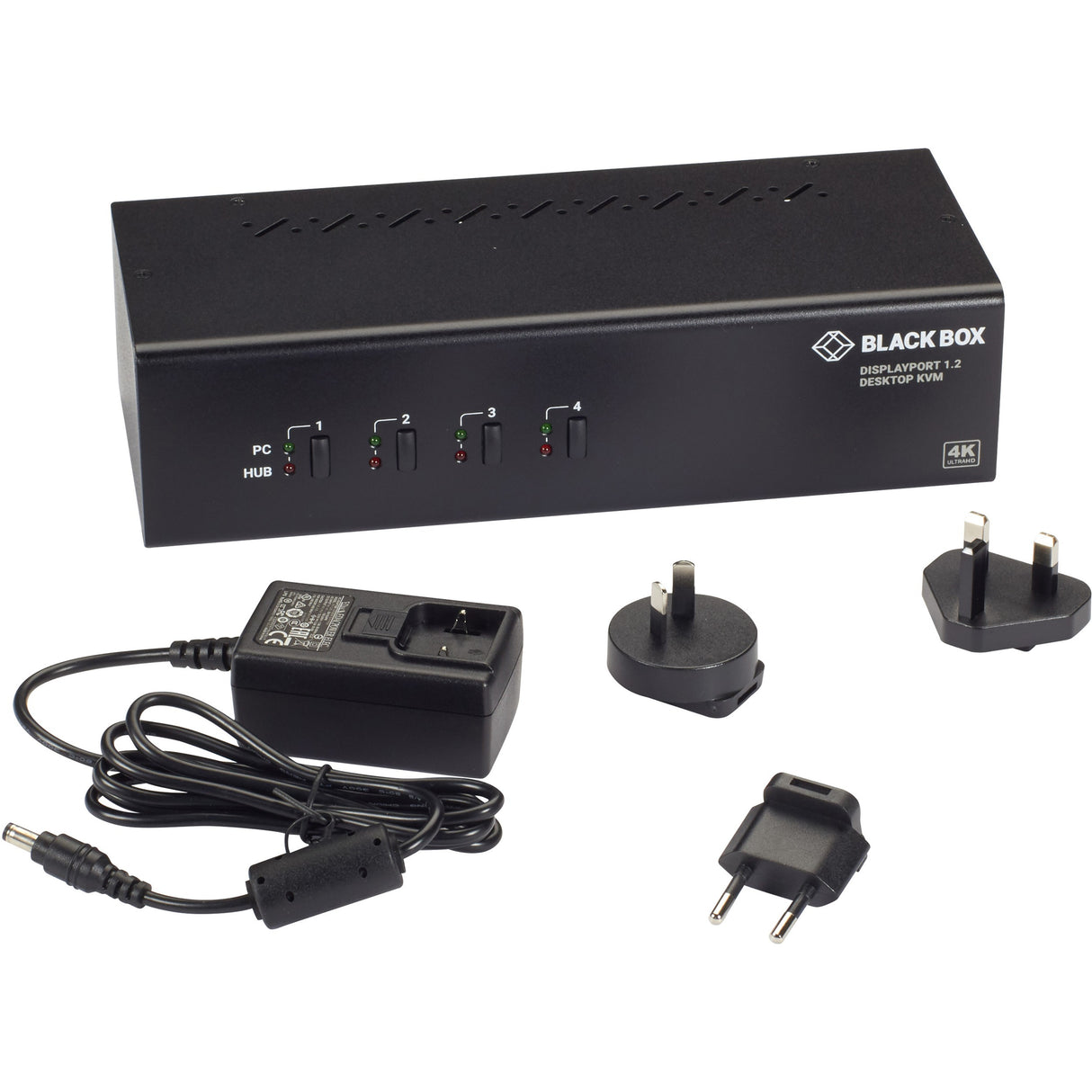 Black Box KVM Switch - Dual-Monitor, DisplayPort 1.2, 4K 60Hz, USB 3.0 Hub, Audio — KV6224DP