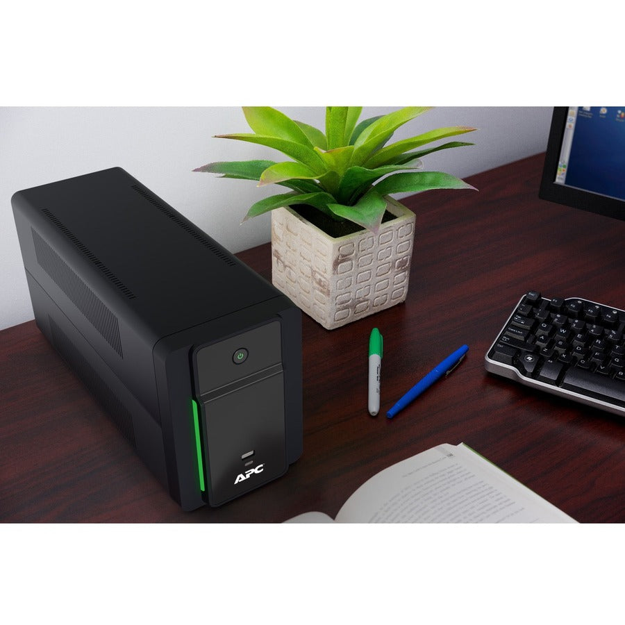 APC Back UPS, 1200VA/650W, Tower, 120V, 8x NEMA 5-15R outlets, USB Type A + C Ports, User Replaceable Battery — BVK1200M2