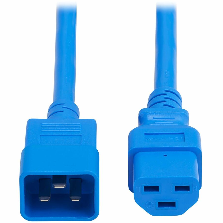 Eaton Tripp Lite Series Power Cord, C20 to C21 - Heavy-Duty, 20A, 250V, 12 AWG, 2 ft. (0.6 m), Blue — P035-002-ABL