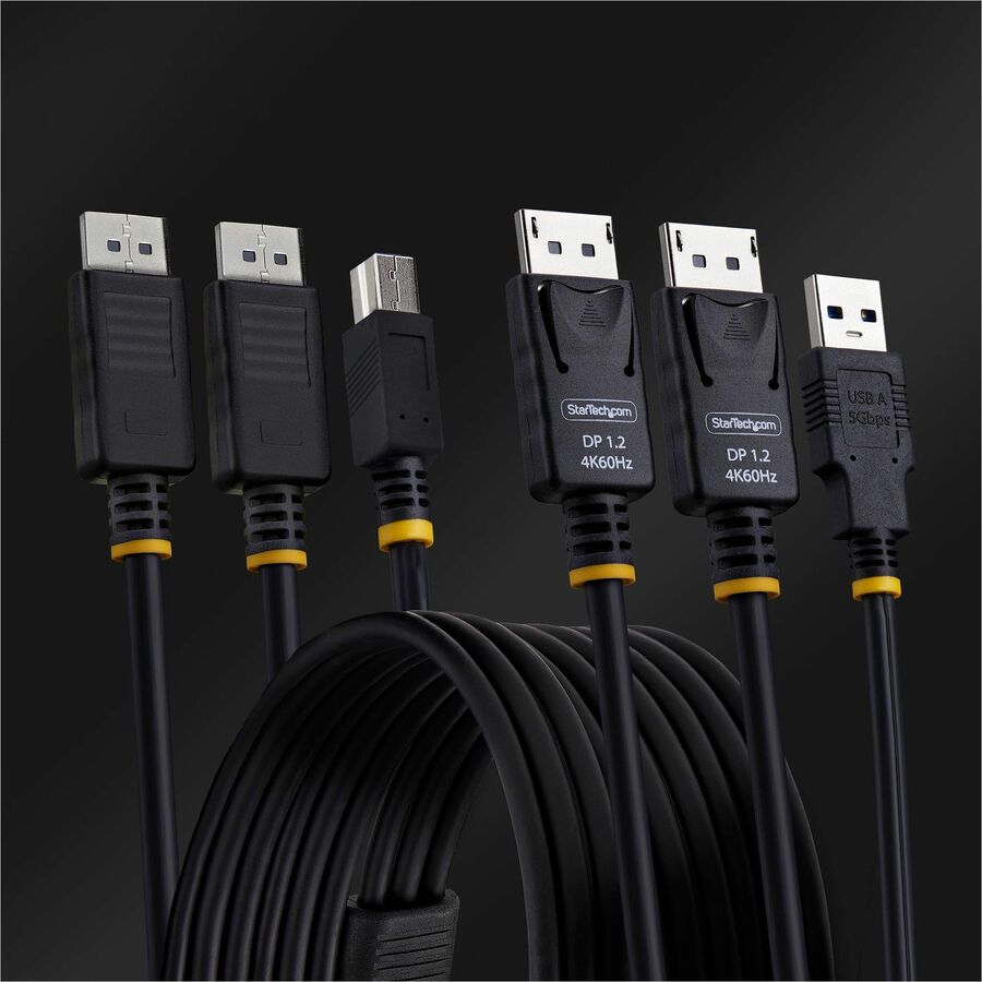 StarTech.com 6ft (1.8m) Dual-DisplayPort and USB 5Gbps KVM Cable, 4K 60Hz, Universally Compatible Combo Cable for KVM Switches — DDU1226-KVM-CABLE