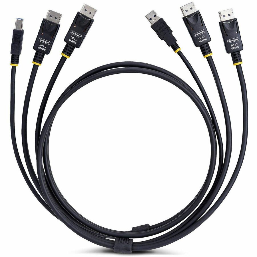 StarTech.com 6ft (1.8m) Dual-DisplayPort and USB 5Gbps KVM Cable, 4K 60Hz, Universally Compatible Combo Cable for KVM Switches — DDU1226-KVM-CABLE