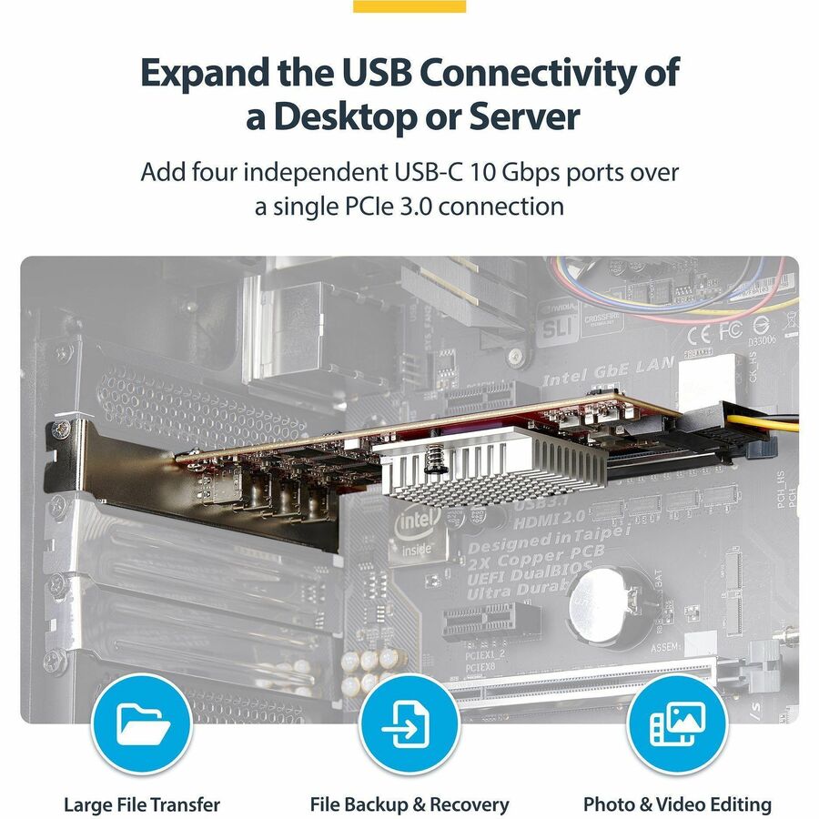 StarTech.com 4-Port USB Type-C PCIe Card, USB 3.2 10Gbps, USB-C PCI Express Expansion Card, 4x Independent USB Controllers, TAA-Compliant — P10Q4C-USB-CARD