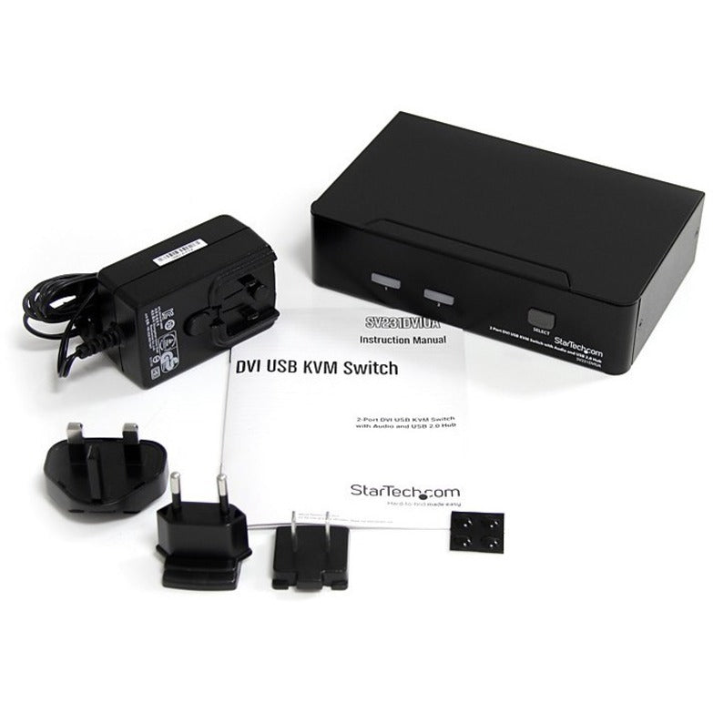 StarTech.com 2 Port DVI + USB KVM Switch with Audio - KVM switch - USB 2.0 Hub - 2 ports - 1 local user - 1U — SV231DVIUA