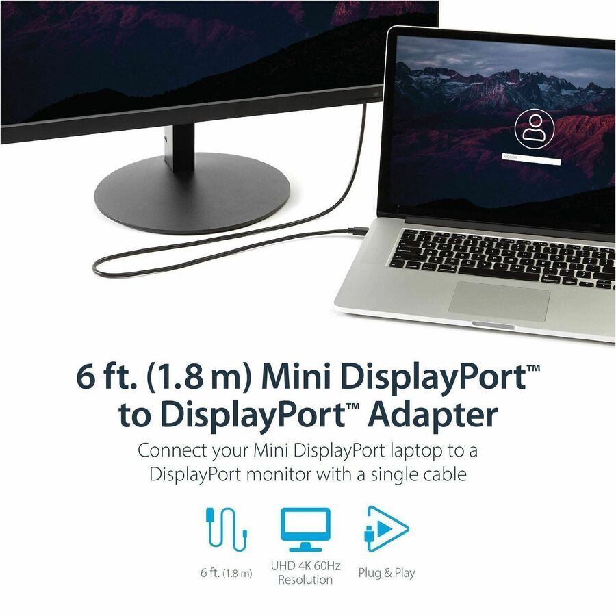 StarTech.com 6 ft Mini DisplayPort to DisplayPort 1.2 Adapter Cable M/M - DisplayPort 4k — MDP2DPMM6