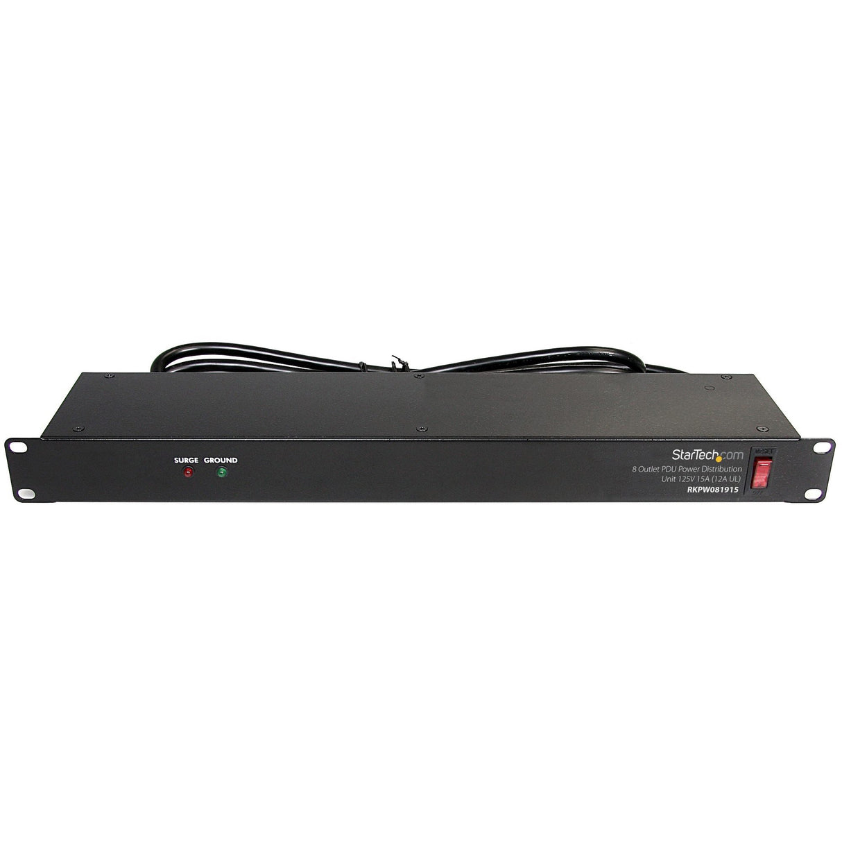 StarTech.com Rackmount PDU with 8 Outlets with Surge Protection - 19in Power Distribution Unit - 1U — RKPW081915