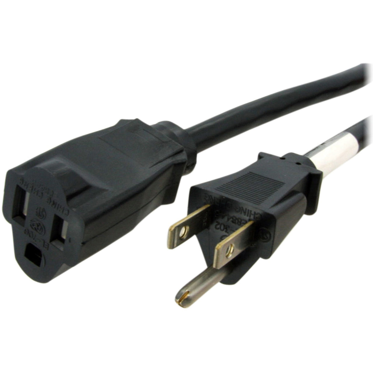 StarTech.com 10ft (3m) Heavy Duty Extension Cord, NEMA5-15R to NEMA5-15P Black Extension Cord, 15A 125V, 14AWG, Heavy Gauge Power Cable — PAC1011410