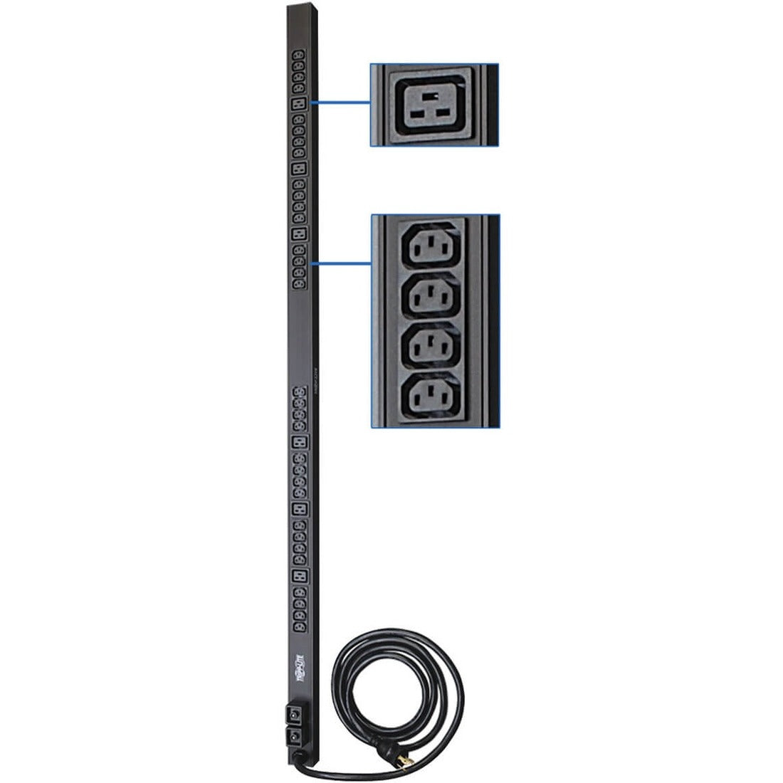 Eaton Tripp Lite Series 5.5kW Single-Phase 208/230V Basic PDU, 38 Outlets (32 C13 and 6 C19), NEMA L6-30P Input, 10 ft. (3.05 m) Cord, 0U Vertical — PDUV30HV