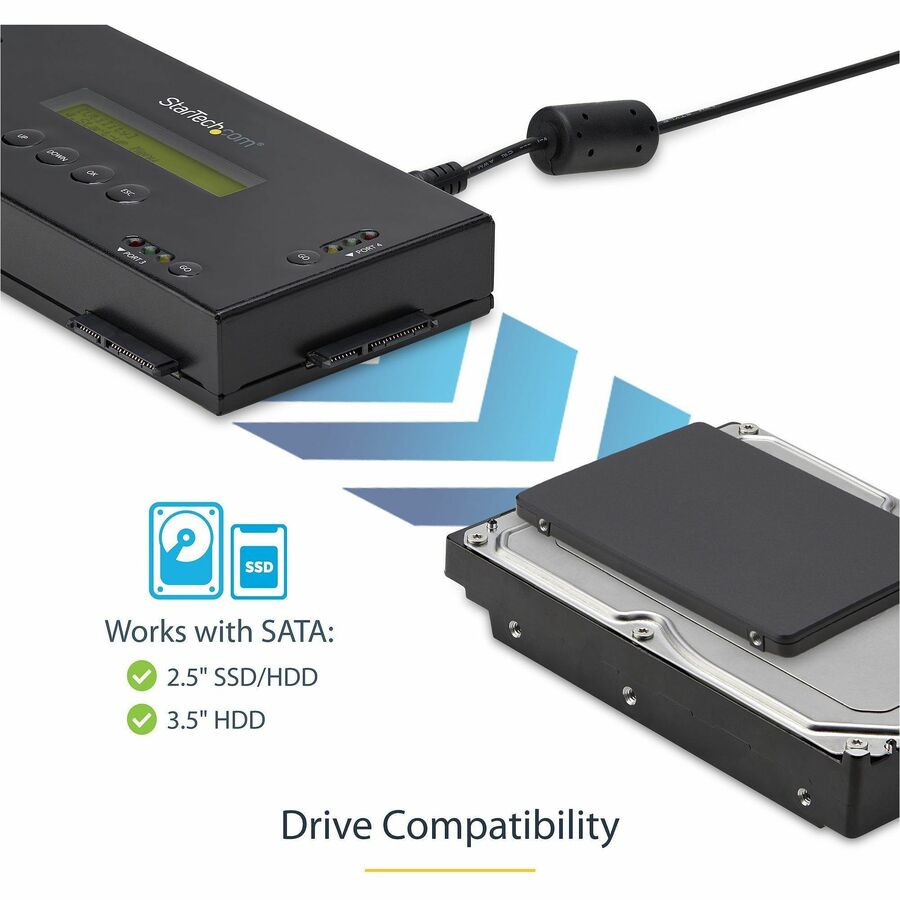 StarTech.com 4 Bay SSD/HDD Hard Drive Eraser, 2.5/3.5" SATA, Standalone Wiper, Disk Sanitizer, Hardware Wiper Erasing Tool, NIST/DOD/TAA — SATERASER4