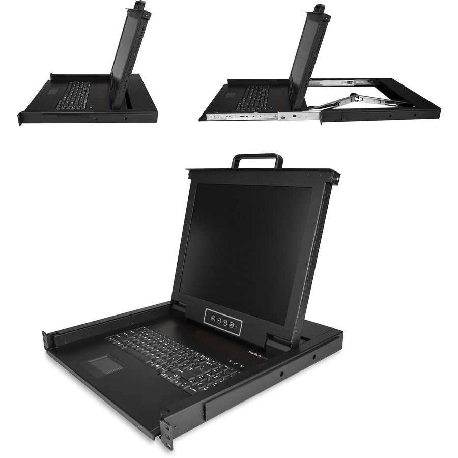 StarTech.com Rackmount KVM Console - 1U 17" LCD Monitor Single Port VGA KVM Server Rack Drawer includes Cables & Hardware - USB Support — RKCONS1701