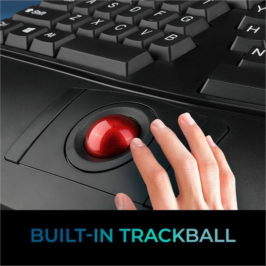 Adesso 2.4 GHz Wireless Ergonomic Trackball Keyboard — WKB-3500UB